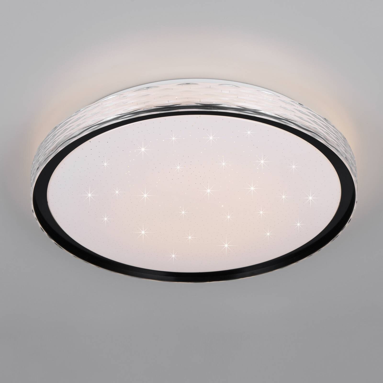 Stropné LED svetlo Varda, čierne, Ø 39 cm, diaľkové ovládanie