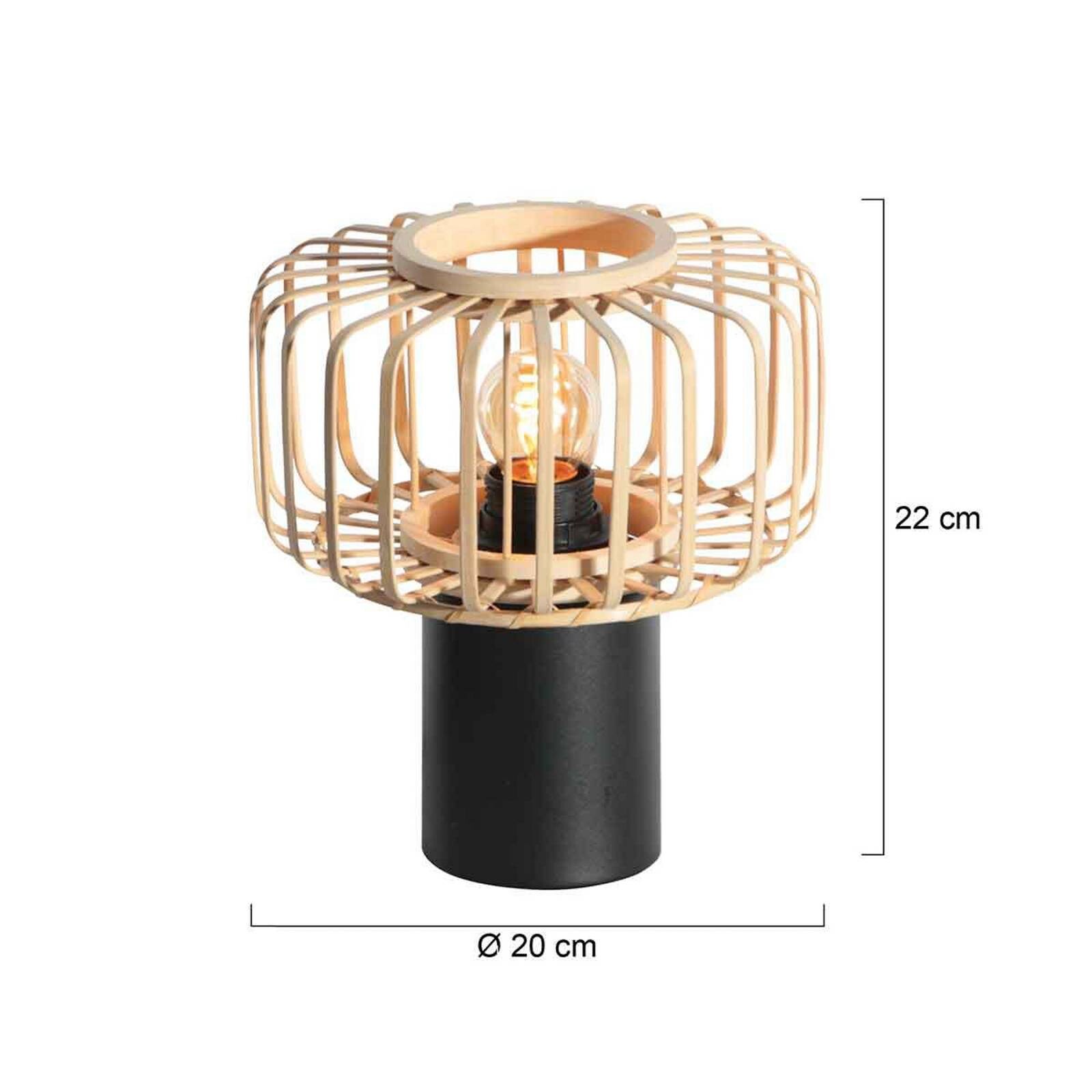 Stolová lampa Bloeba, čierna/prírodná, kov, drevo, E27