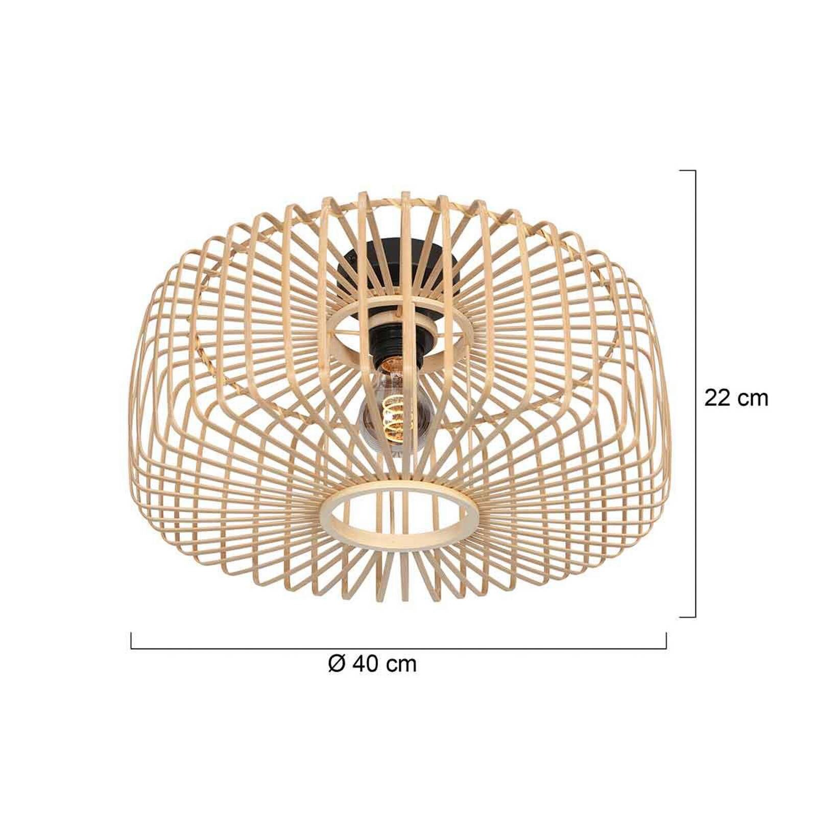 Stropné svietidlo Bloeba, Ø 40 cm, drevo, prírodné, E27