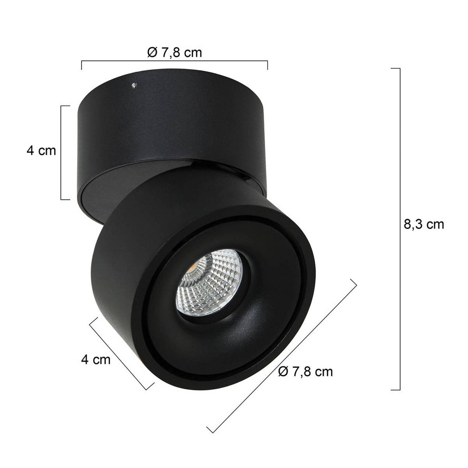 LED stropné bodové svetlá Fez, čierne, 1-pl., kovové, otočné