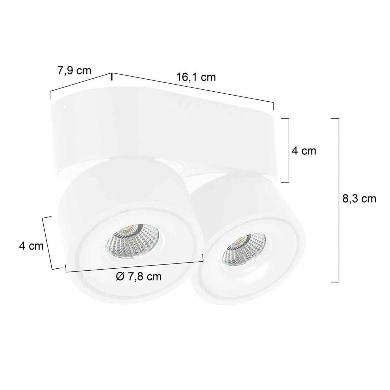 LED stropné bodové svetlá Fez, biele, 2-pl., kovové, otočné