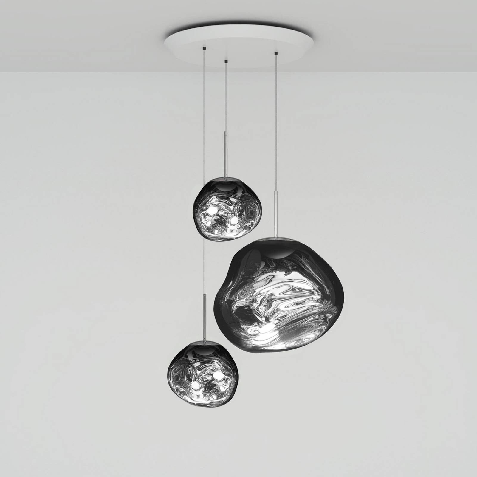 Tom Dixon LED závesné svietidlo Melt Trio round, chrómová farba