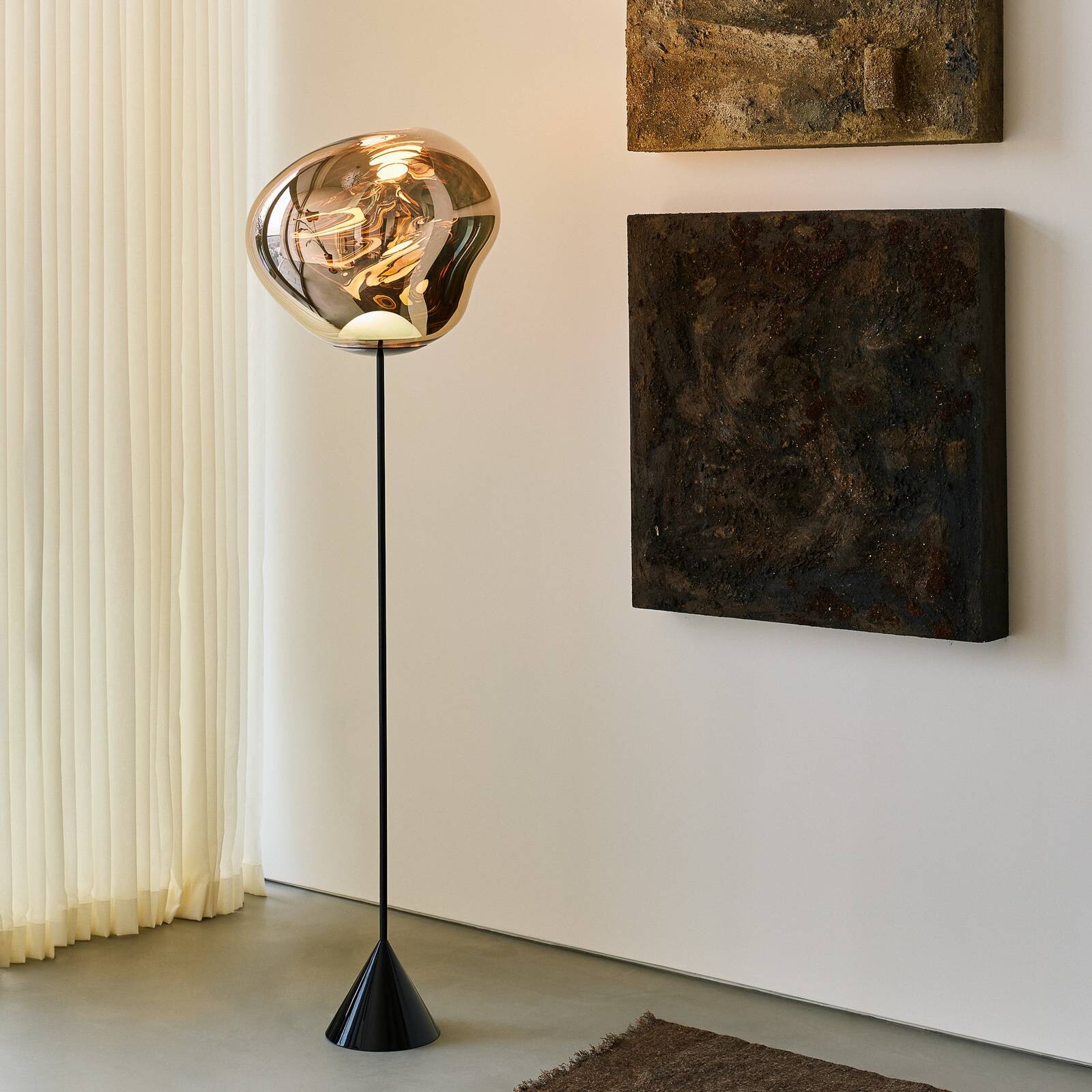 Tom Dixon LED stojacia lampa Melt Cone Slim zlatá, napájací zdroj
