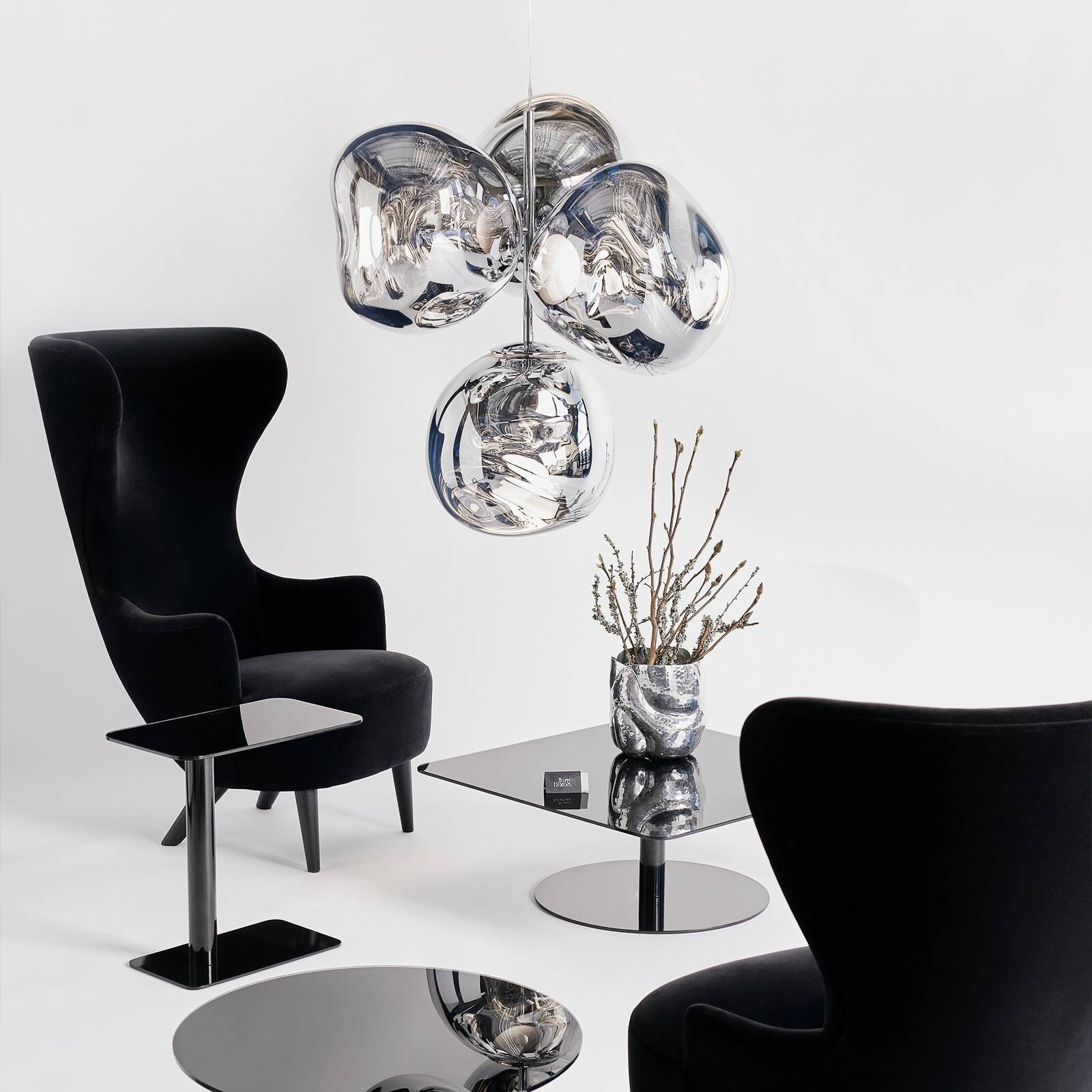Tom Dixon LED luster Melt Chandelier, chrómová farba