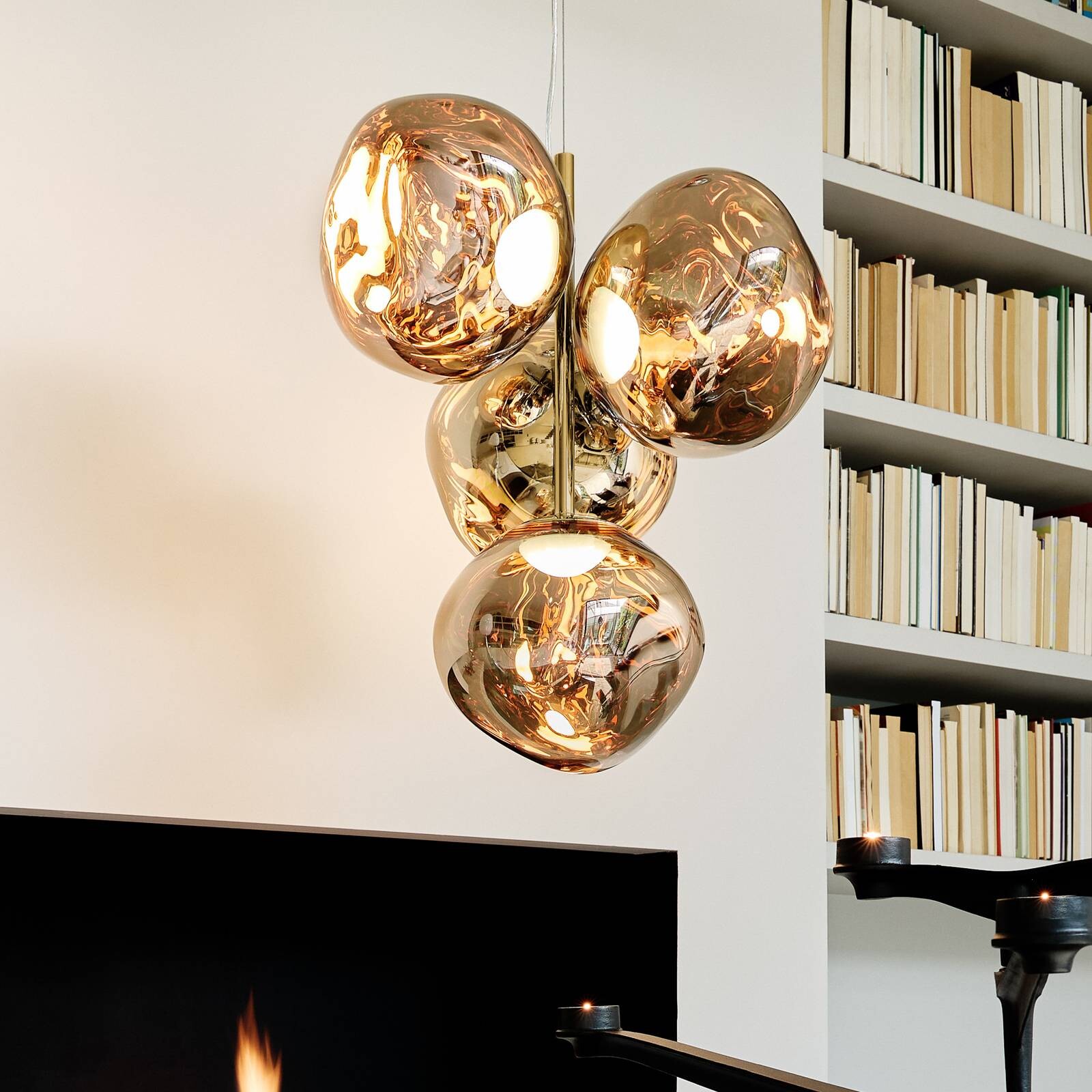 Tom Dixon LED závesné svietidlo Melt Chandelier Mini, zlatá farba