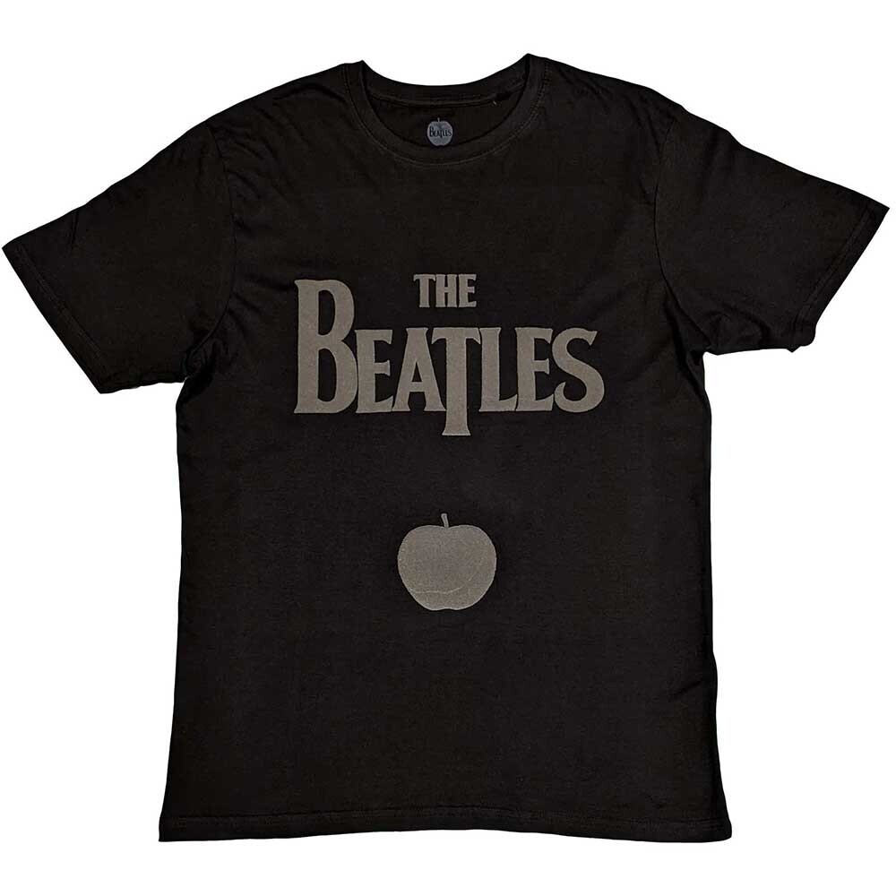 The Beatles tričko Drop T Logo & Apple Čierna S