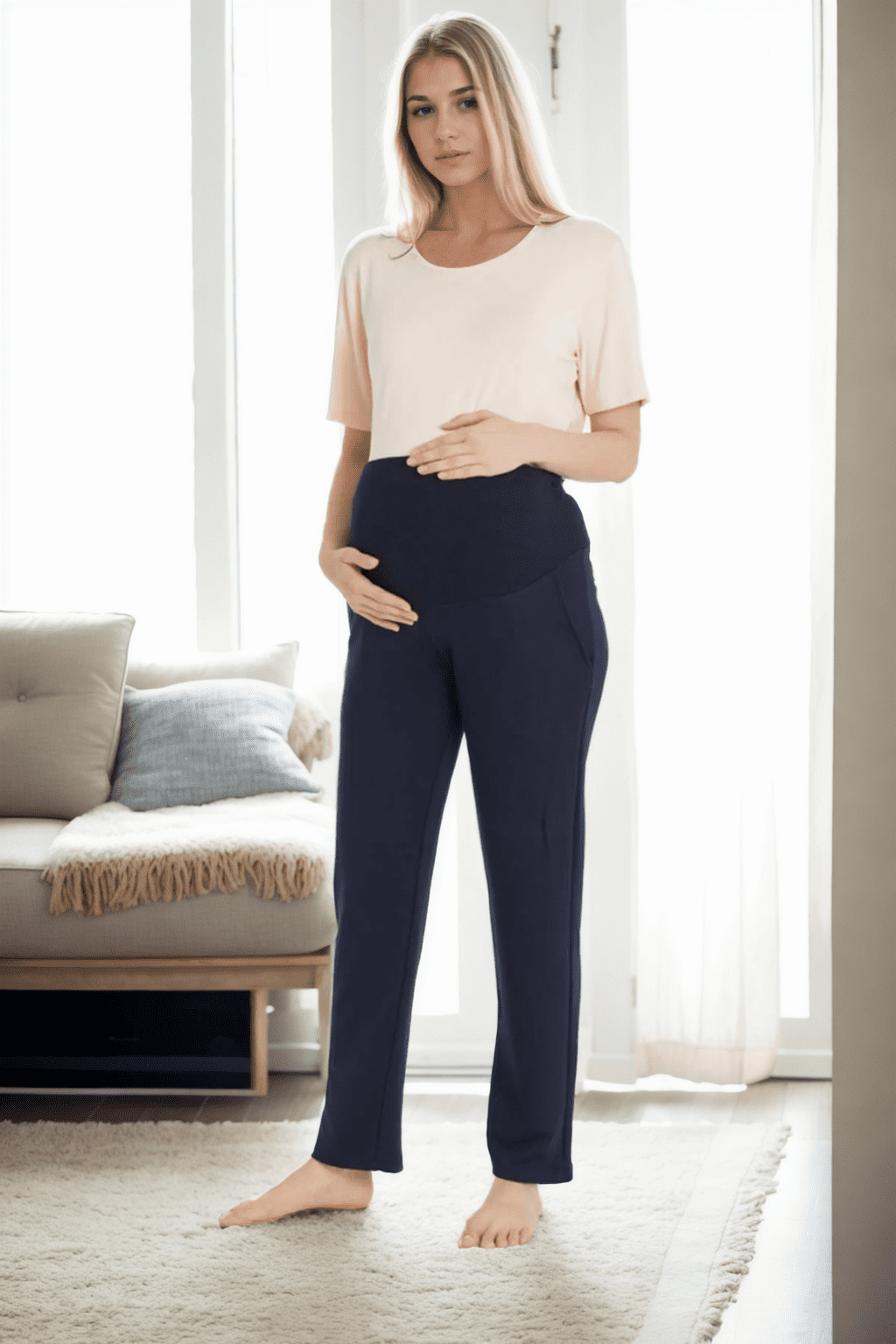 61519 Dewberry Maternity Sweatpants-NAVY BLUE