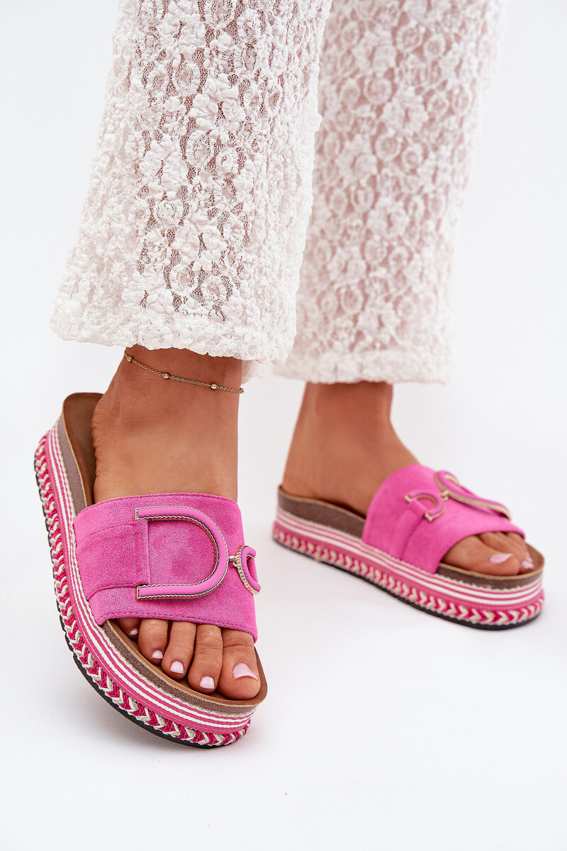 Boto Dámske šľapky na platforme s ozdobou fuchsie Daphira