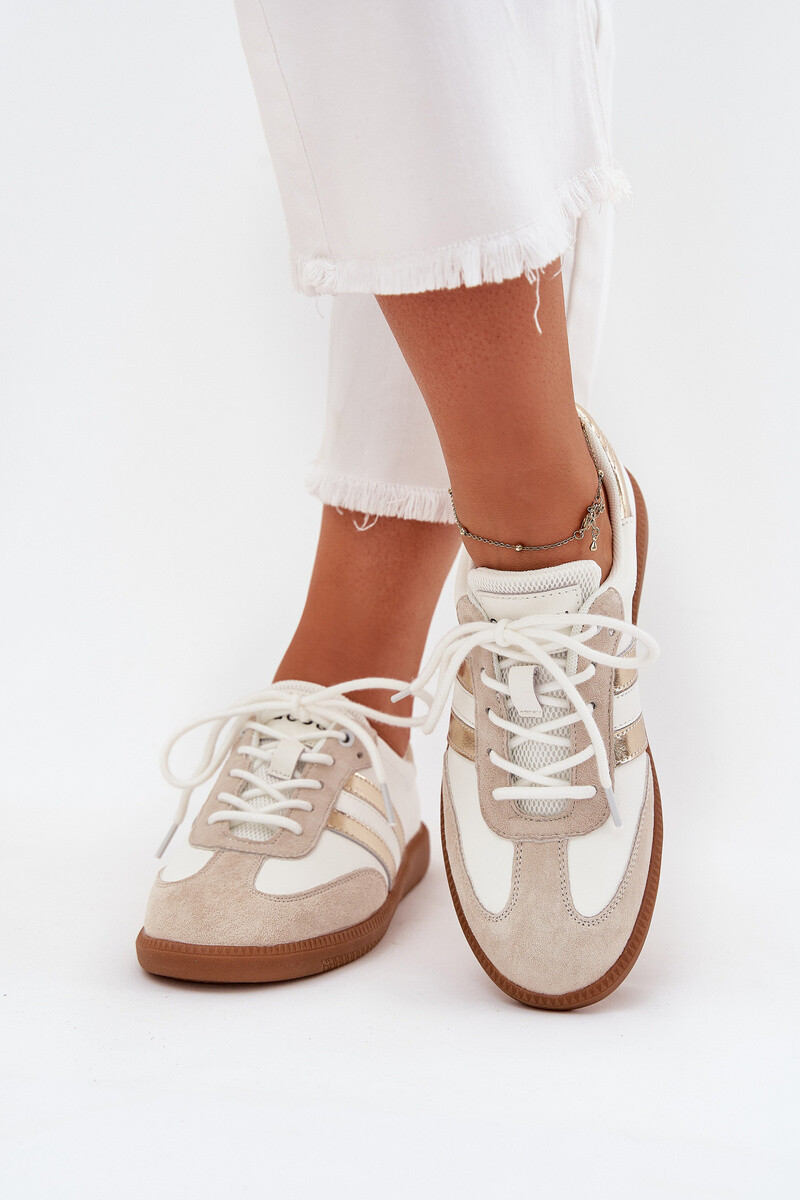 Boto Nízke kožené tenisky dámske bielo-zlaté Ismina