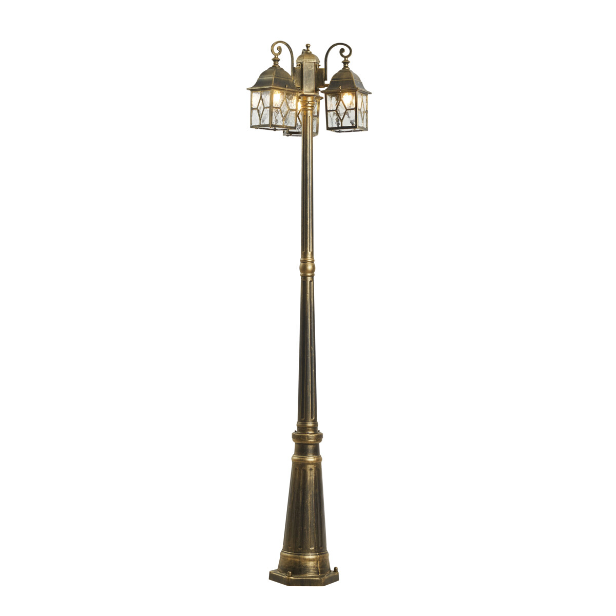 Klasická vonkajšia lampa antické zlato s čírym sklom 198 cm IP44 - London
