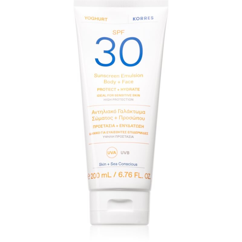Korres Yoghurt Sunscreen opaľovacia emulzia na tvár a telo SPF 30 200 ml