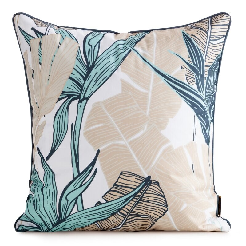 ArtFir Obliečka na vankúš GARDEN 14A | tyrkysová/béžová 45 x 45 cm