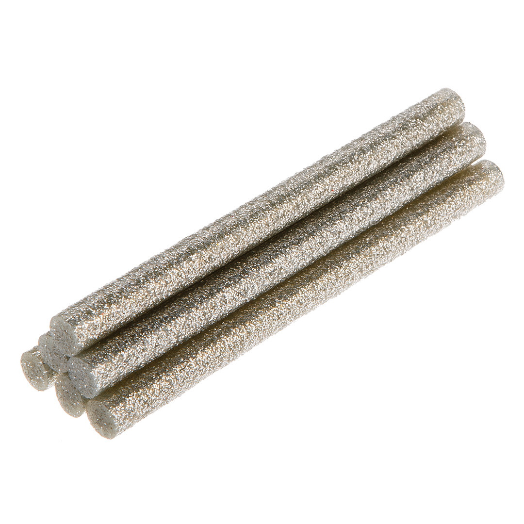 TOPEX Lepiace tyčinky, strieborná, brokát, 6 ks, 8 mm x 100 mm 42E182