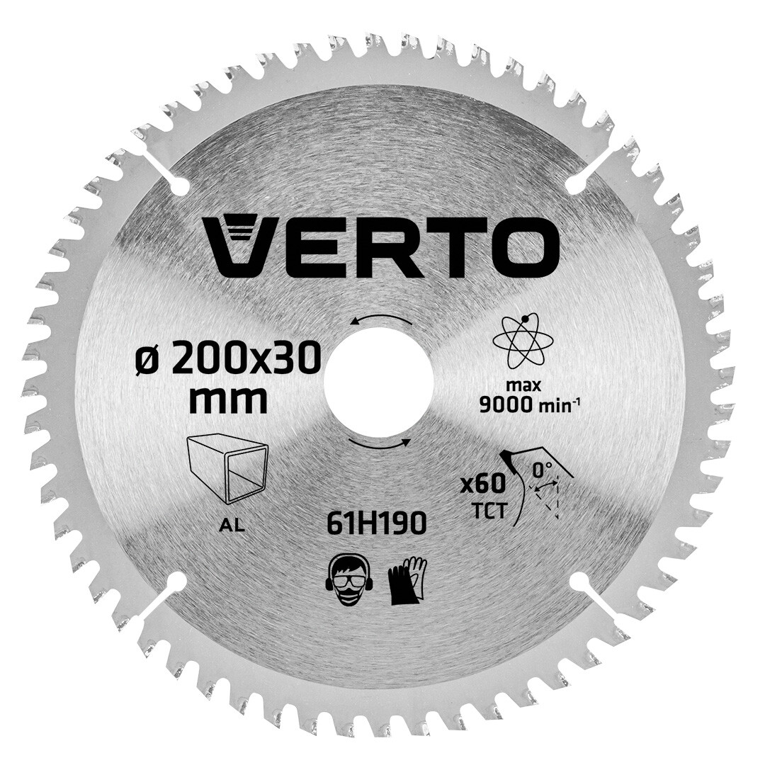 VERTO Pílový kotúč, tvrdokov, 200 x 30 mm, 60 zubov, na hliník 61H190