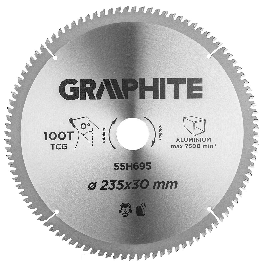 GRAPHITE Pílový kotúč, vidlicový, 235 x 30 mm, 100 zubov, ALU 55H695