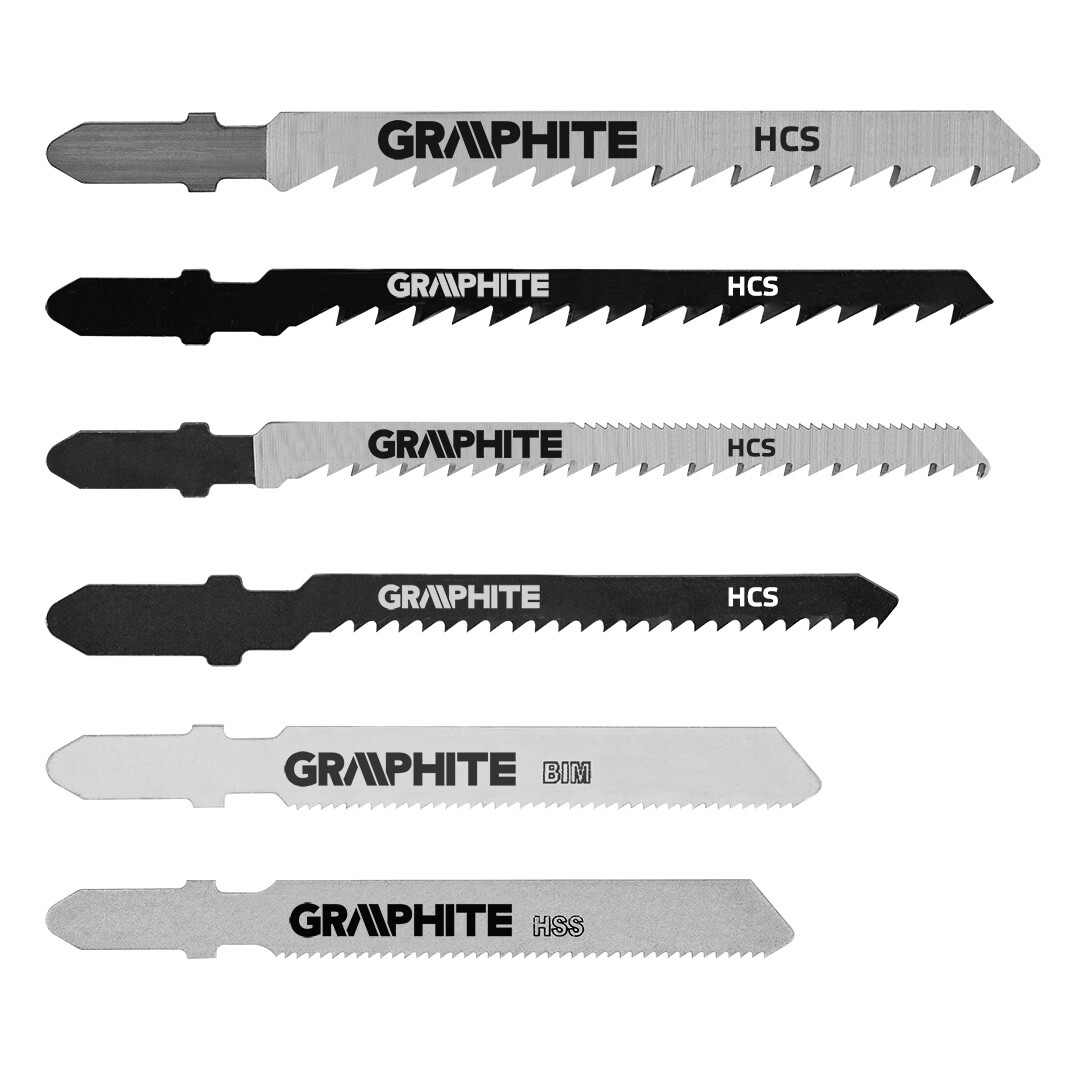 GRAPHITE Pílové listy do priamočiarej píly, s T stopkou, 6 ks sada 57H754