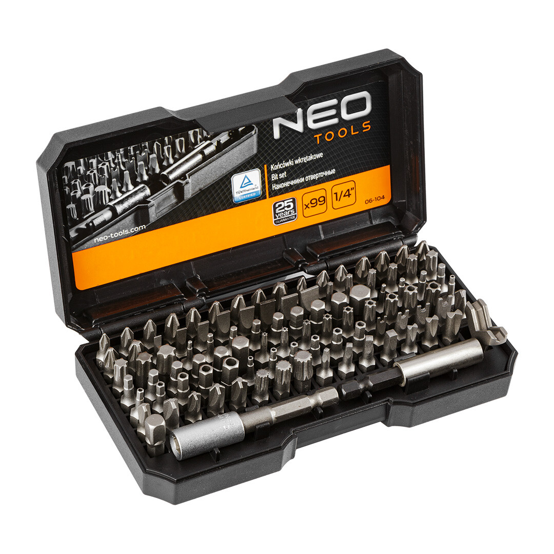 NEO TOOLS Sada bitov s nastavcom, 99 ks sada 06-104