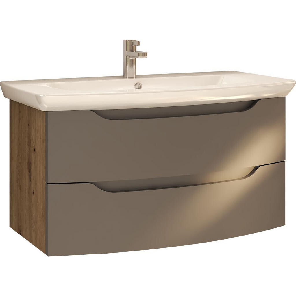 Stylife SKRINKA S UMÝVADLOM, antracitová, farba duba, 90/50/51 cm