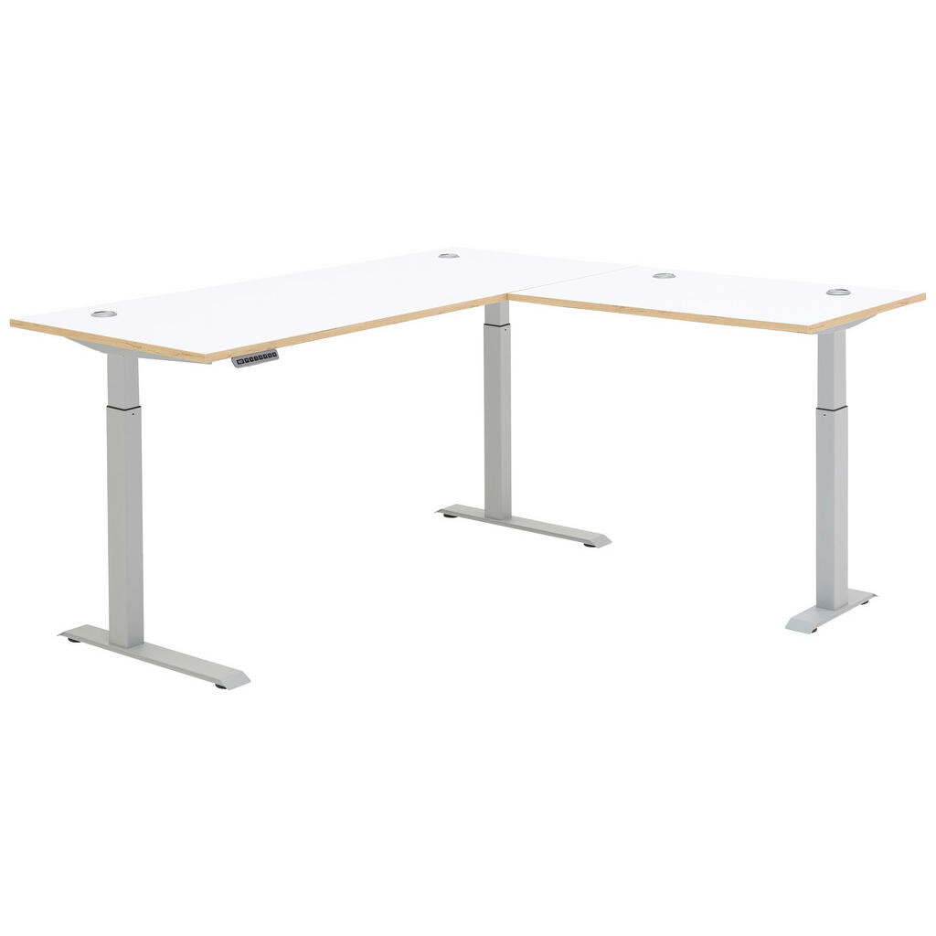 MID.YOU ROHOVÝ PÍSACÍ STÔL, strieborná, biela, dub artisan, 185/100/72/77/67 cm