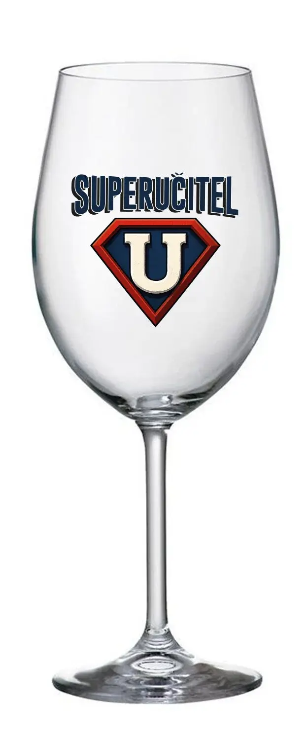 SUPERUČITEL (ZNAK) - čirá sklenice na víno 350 ml