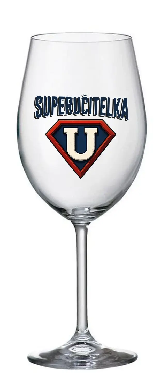 SUPERUČITELKA (ZNAK) - čirá sklenice na víno 350 ml