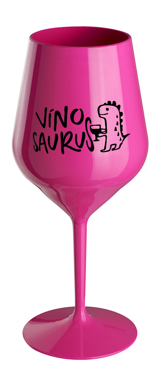 VÍNOSAURUS - růžová nerozbitná sklenice na víno 470 ml