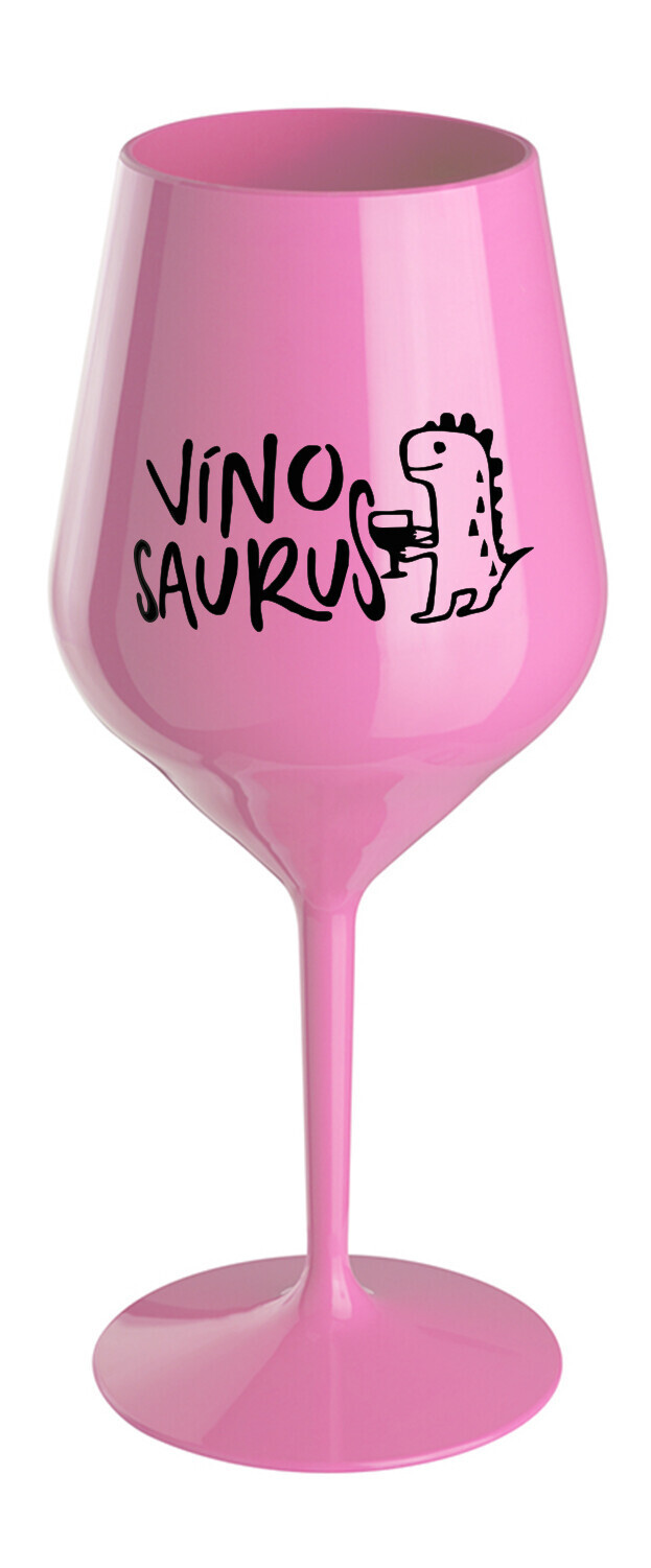 VÍNOSAURUS - světle růžová nerozbitná sklenice na víno 470 ml