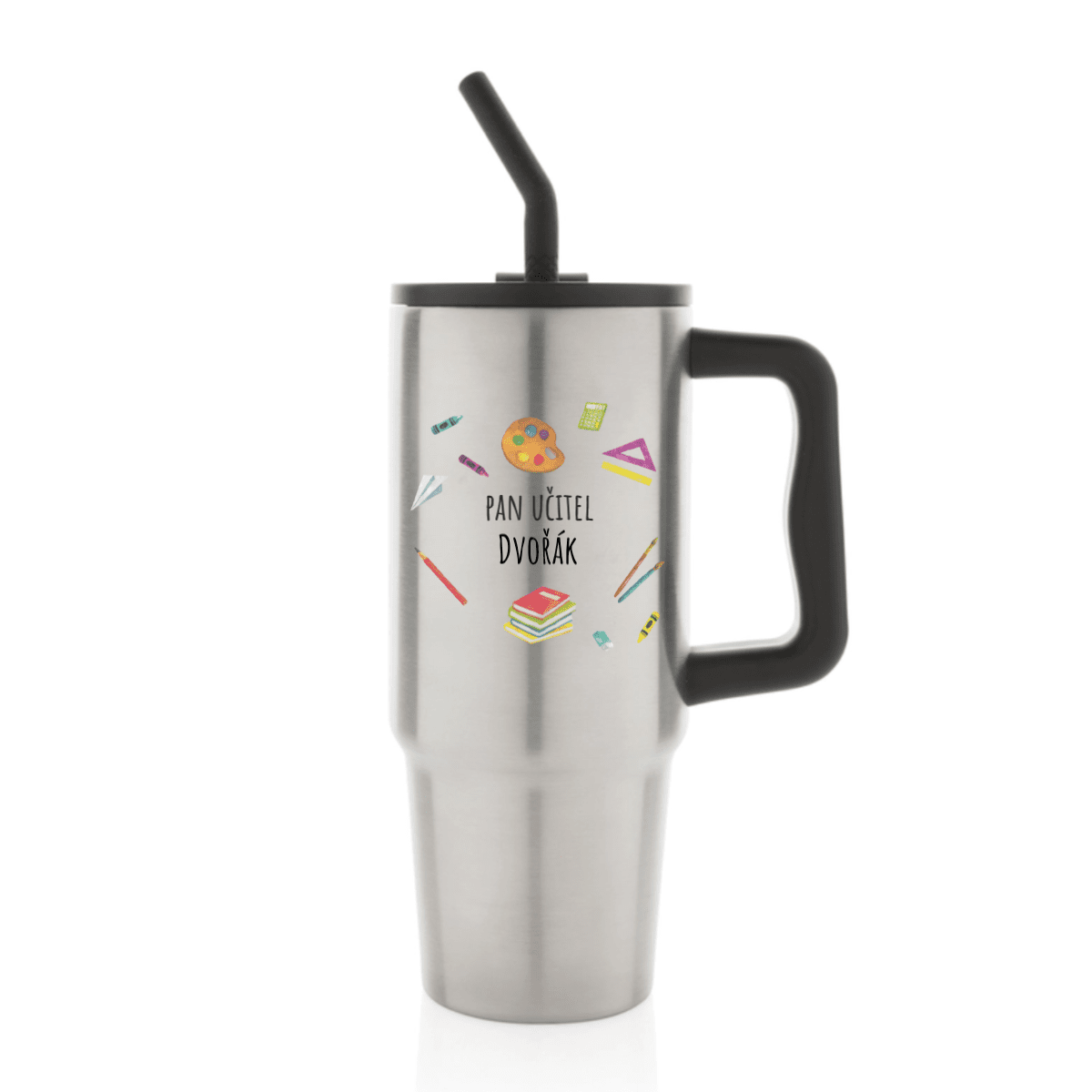 Personalizovaná termoska s barevným víčkem pro paní učitelku/pana učitele (pomůcky)