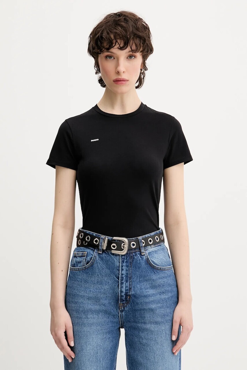 Tričko Pangaia Cotton-Stretch T-shirt dámske, čierna farba, 10002430