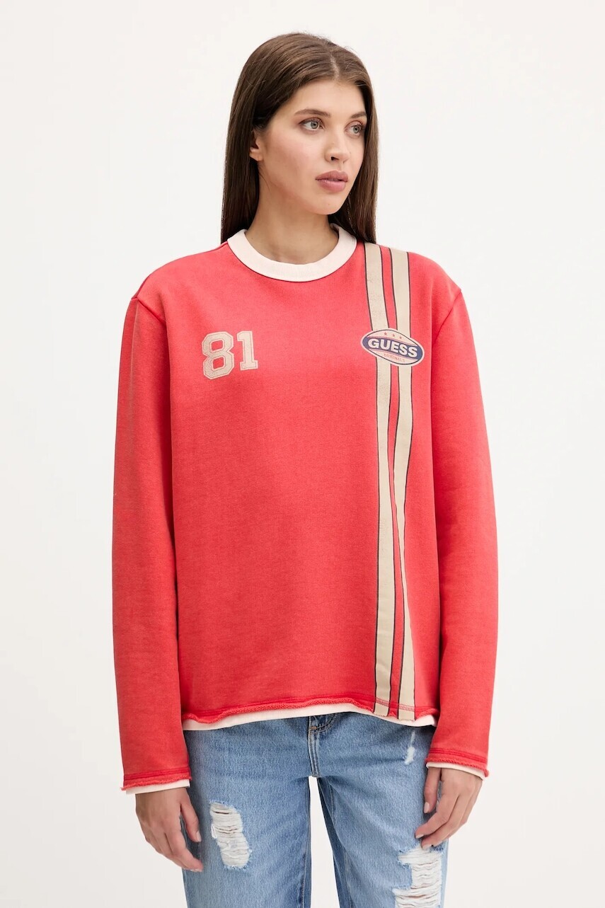 Bavlnená mikina Guess Originals červená farba, s potlačou, M5YQ25 KCPR1