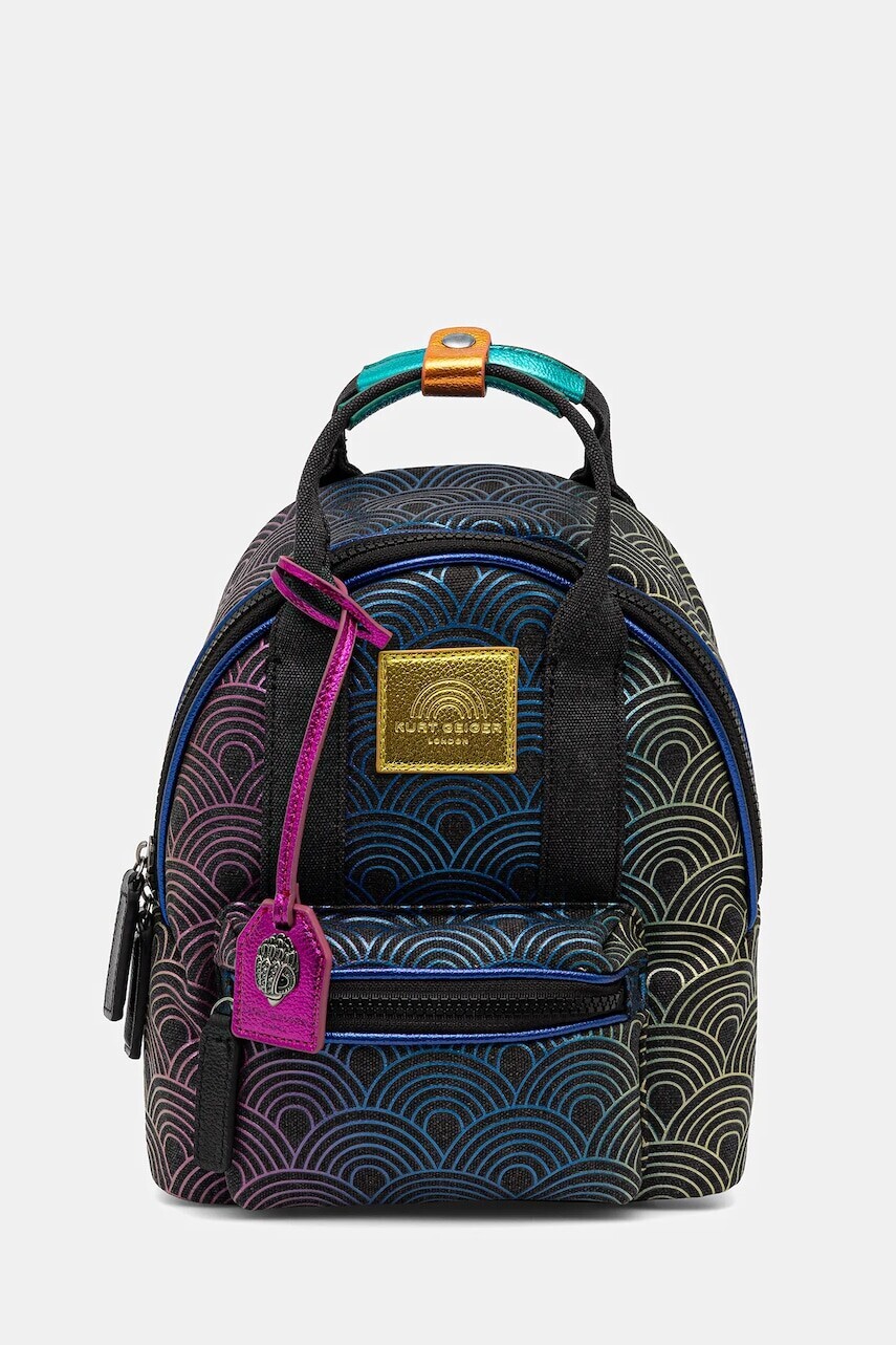 Ruksak Kurt Geiger London SOUTHBANK dámsky, čierna farba, malý, vzorovaná, 2744309609