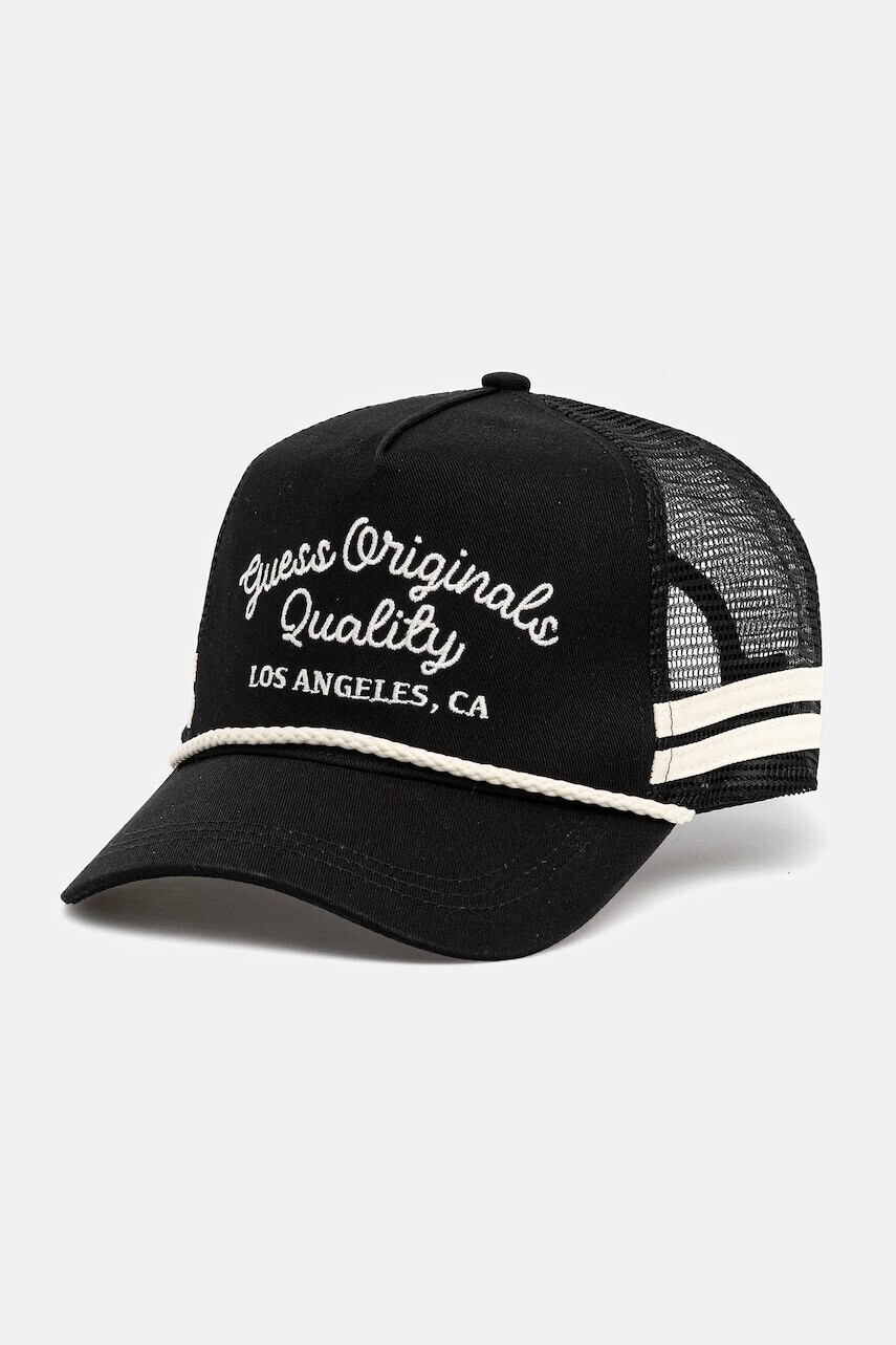Bavlnená šiltovka Guess Originals VINTAGE čierna farba, M5YZ04 WO07T