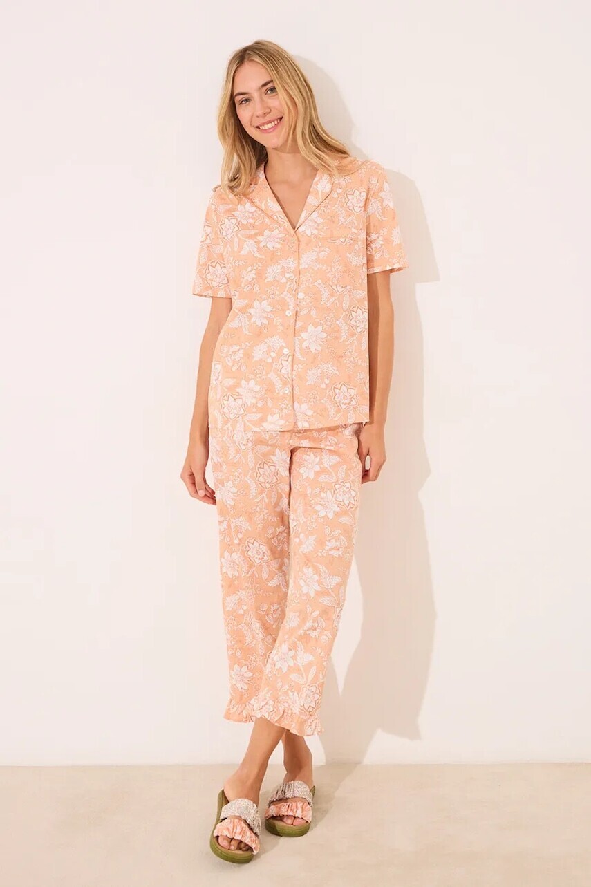 Bavlnené pyžamo women'secret SNOOPY oranžová farba, bavlnené, 3139905