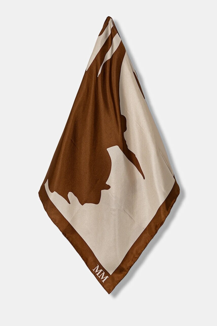 Hodvábna šatka MM FAUST béžová farba, vzorovaná, 2526546017600