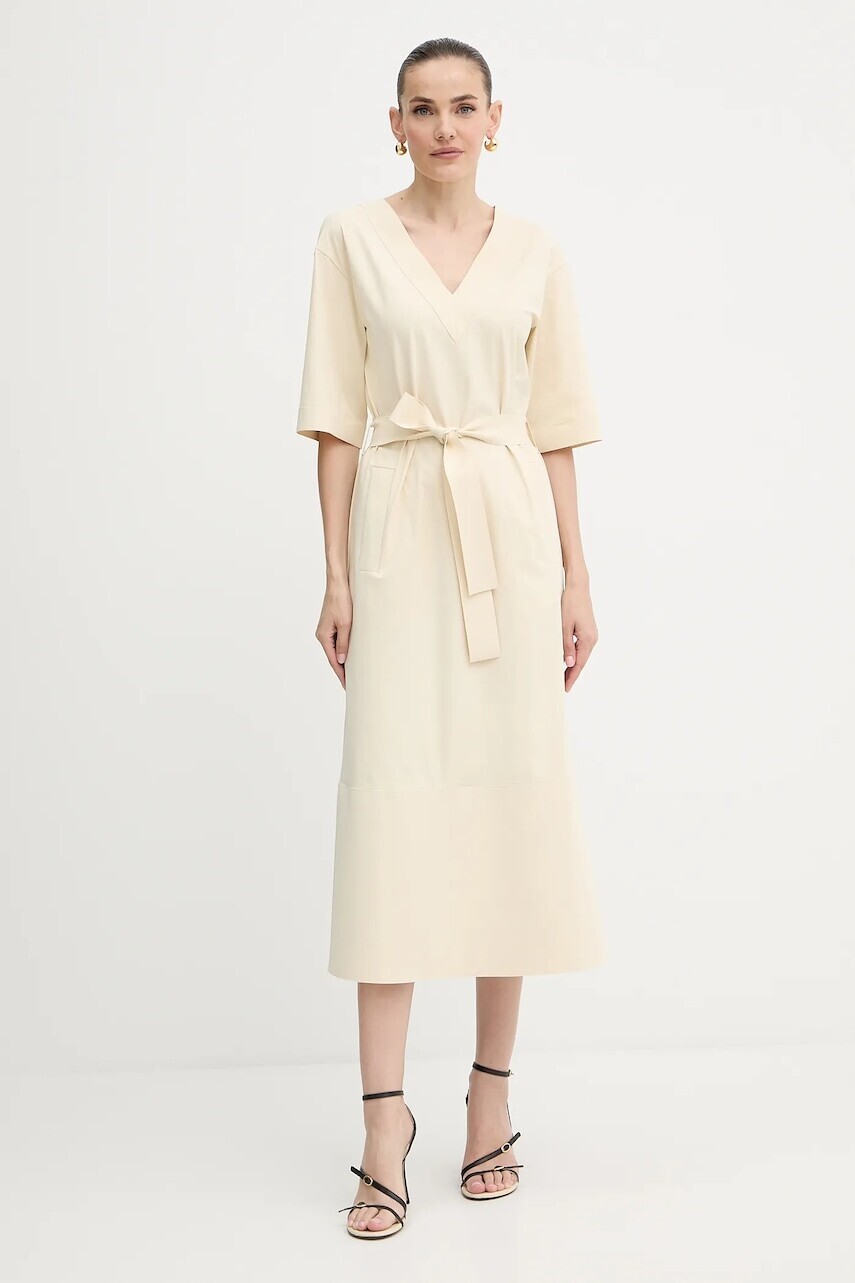 Šaty MM ONAGRO béžová farba, maxi, rovný strih, 2526626057600