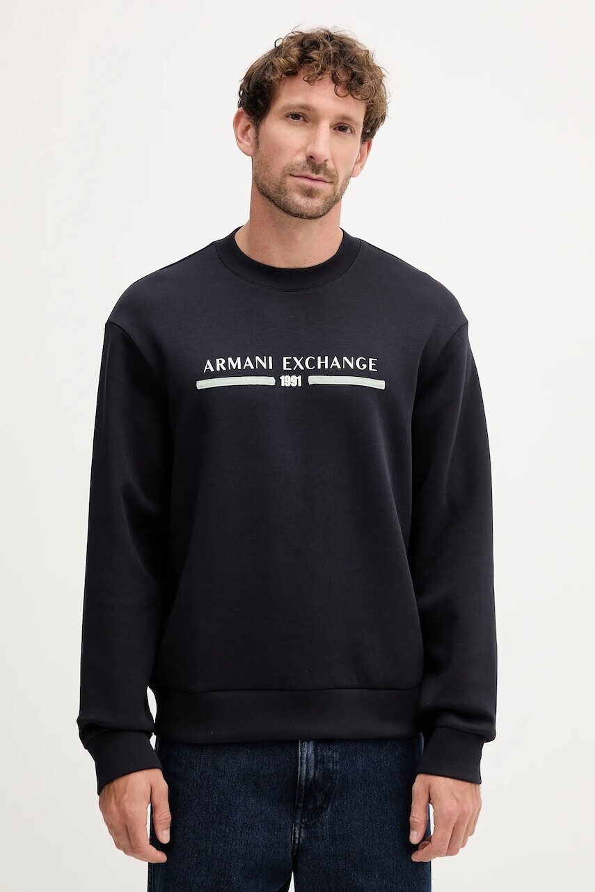 Mikina Armani Exchange tmavomodrá farba, s potlačou, XM000982 AF10818