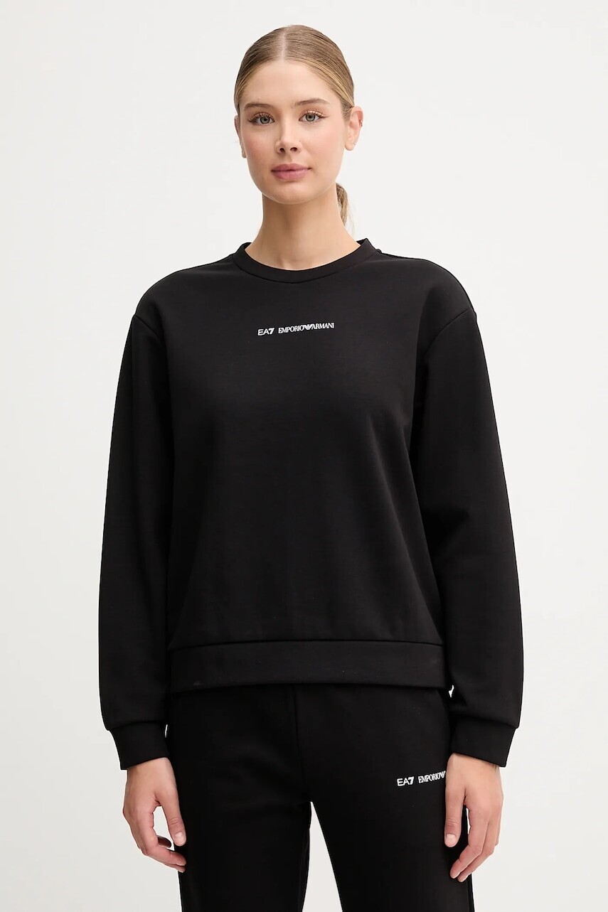 Mikina EA7 Emporio Armani čierna farba, s potlačou, AF10443.7W000799