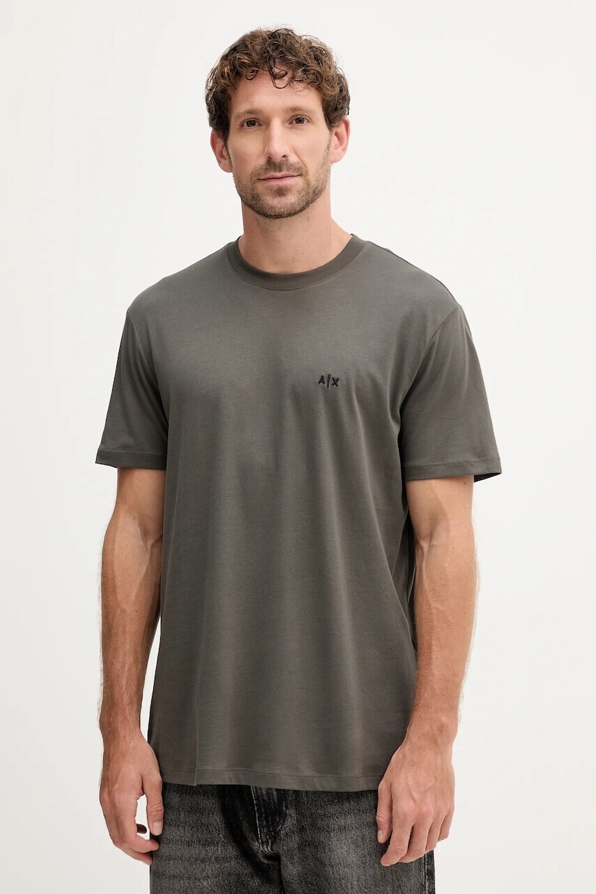 Bavlnené tričko Armani Exchange pánske, zelená farba, jednofarebné, XM001568 AF10358