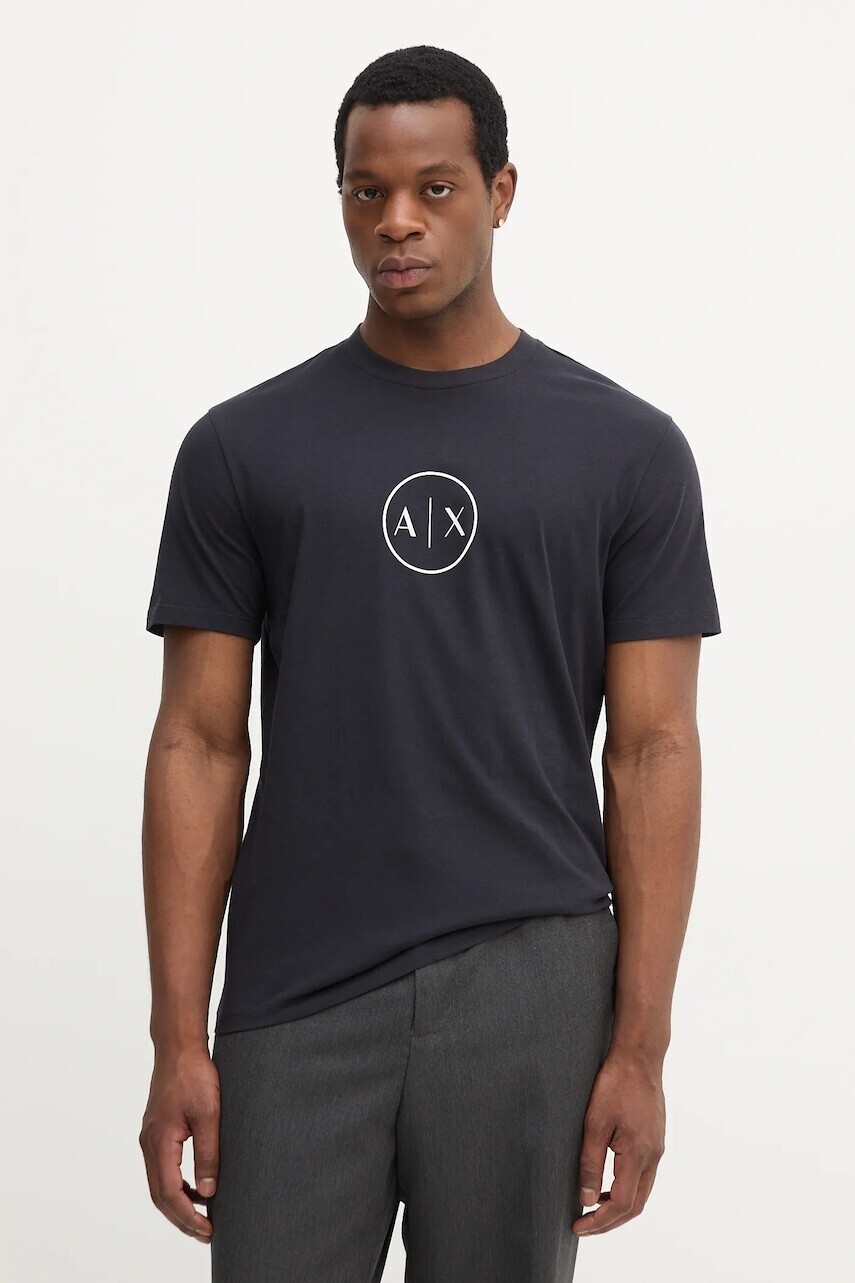Bavlnené tričko Armani Exchange pánske, čierna farba, s potlačou, XM001853 AF10356