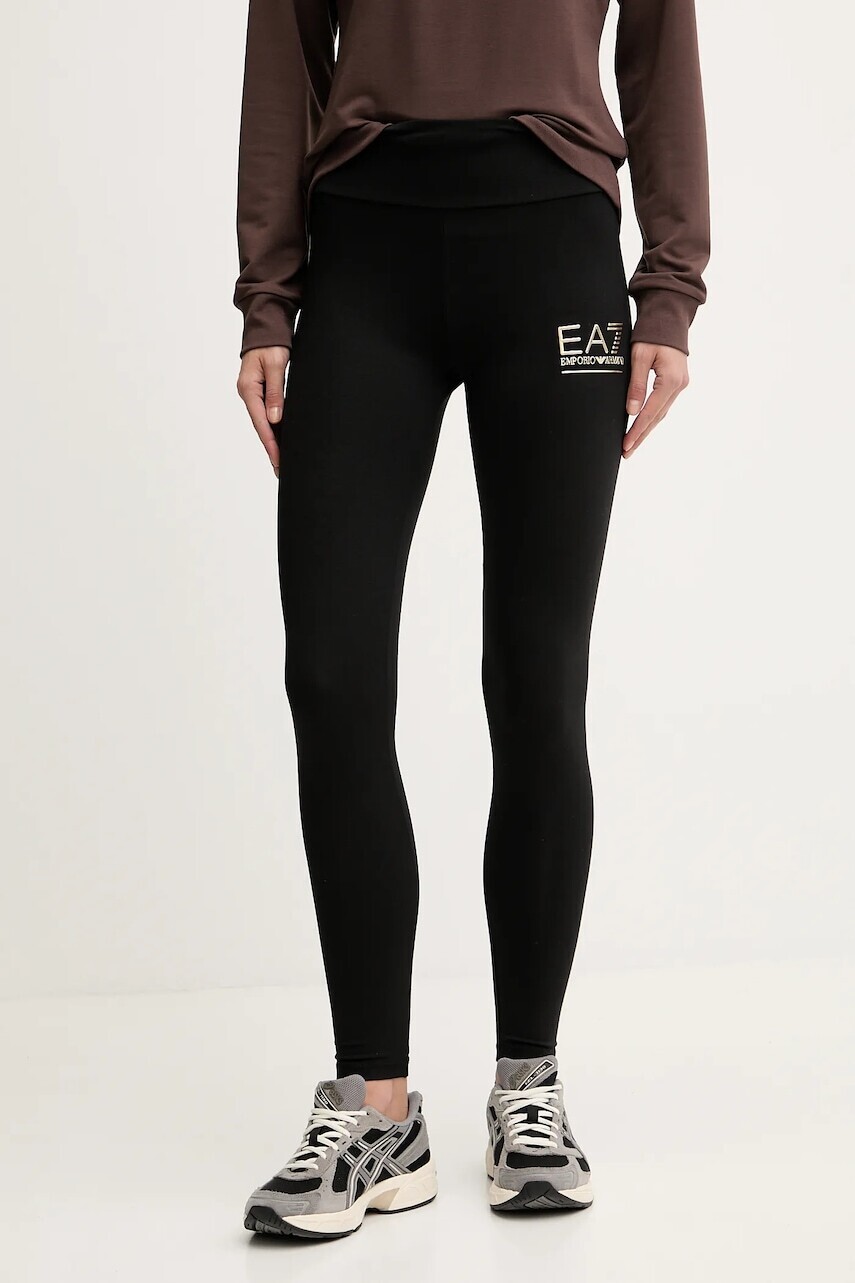 Legíny EA7 Emporio Armani čierna farba, s potlačou, AF12484.7W000426