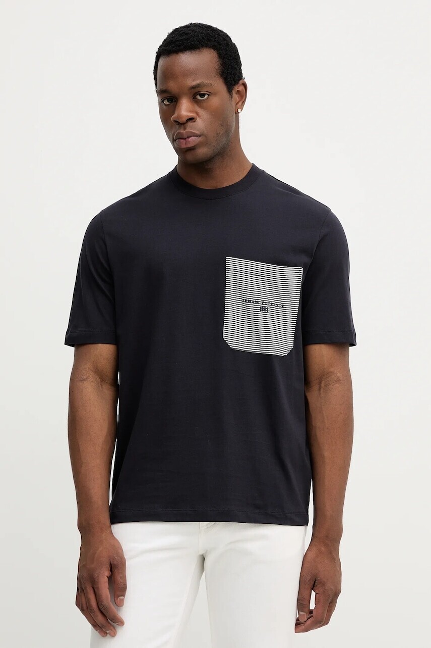 Bavlnené tričko Armani Exchange pánske, tmavomodrá farba, jednofarebné, XM001080 AF10361