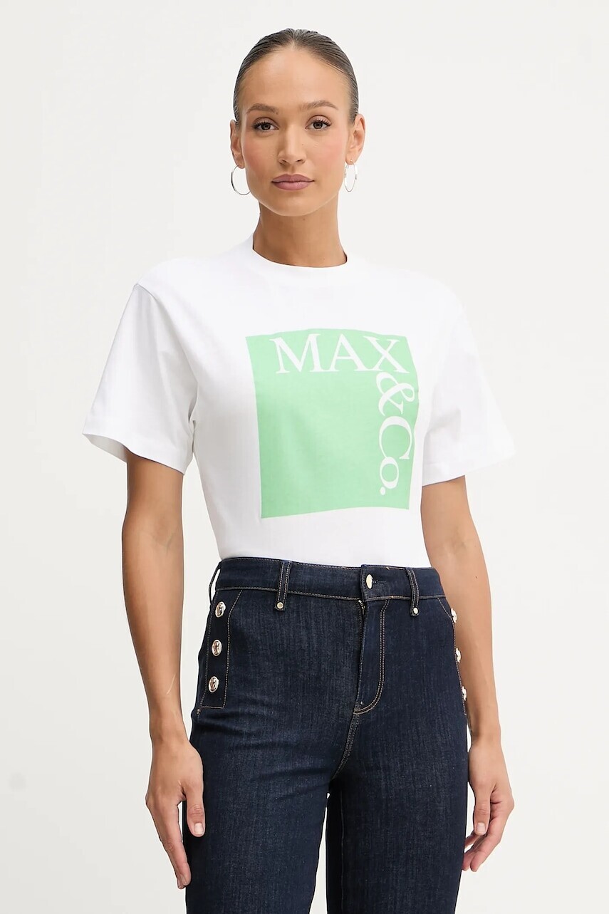 Bavlnené tričko MAX&Co. dámske, biela farba, 2518971024200