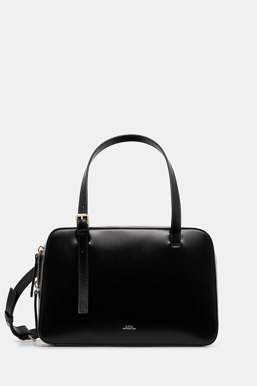 Kožená kabelka A.P.C. sac virginie box čierna farba, PXBRU.F67017