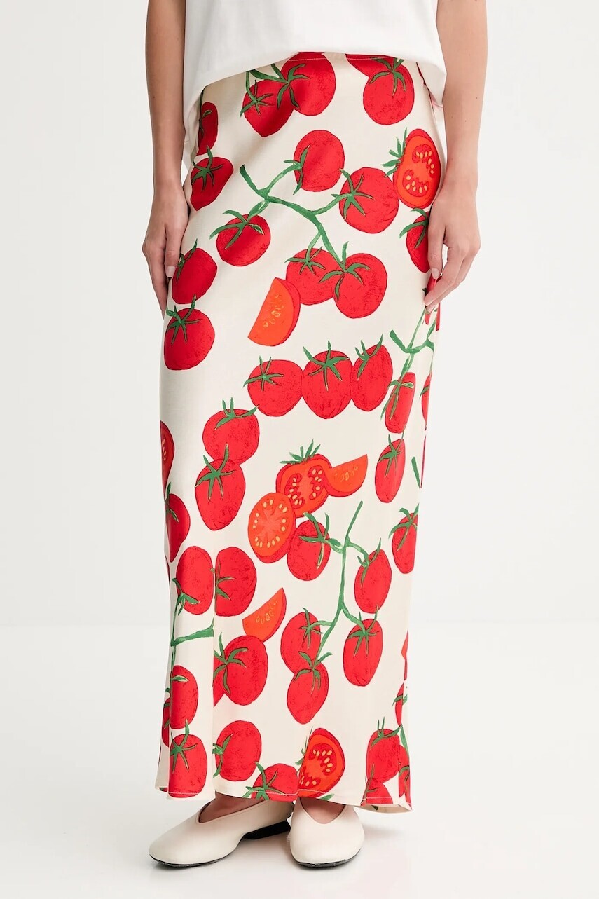 Sukňa Never Fully Dressed Tomato béžová farba, maxi, puzdrová, NFDSK702