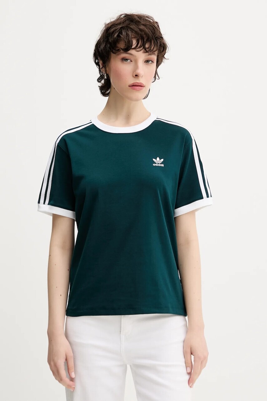 Tričko adidas Originals 3-Stripes dámske, zelená farba, JY4855