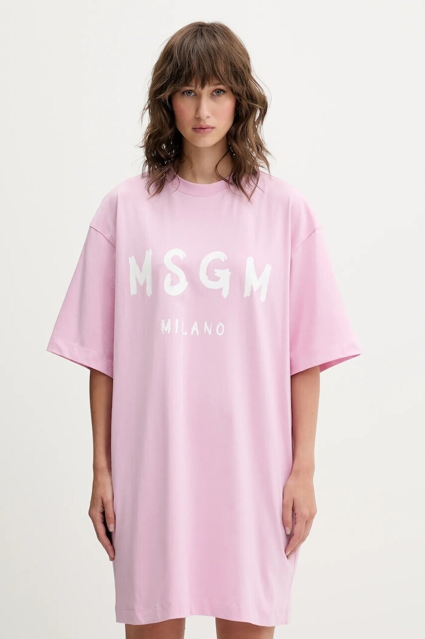 Bavlnené šaty MSGM ružová farba, mini, oversize, 3941MDA510.257798