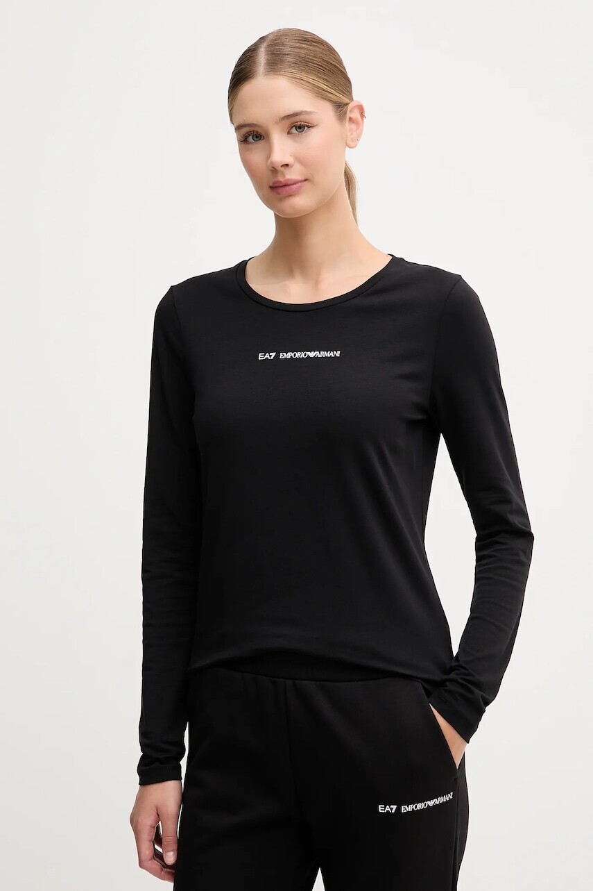 Tričko s dlhým rukávom EA7 Emporio Armani čierna farba, AF12115.7W000531