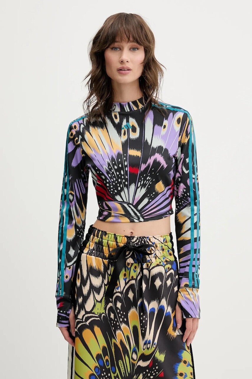 Tričko s dlhým rukávom adidas x Farm Rio čierna farba, s polorolákom, JL8649