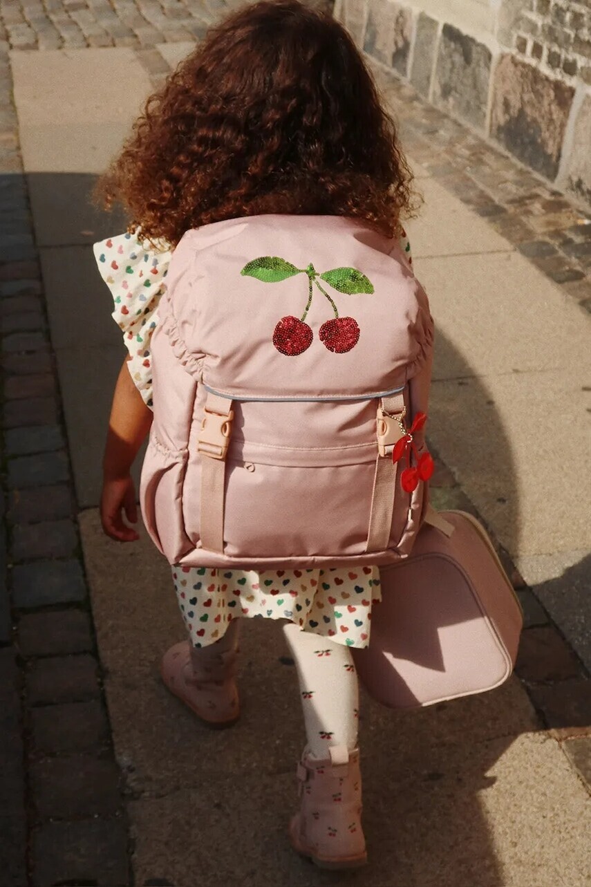 Detský ruksak Konges Sløjd CLOVER SCHOOLBAG ružová farba, veľký, vzorovaný, KS103457