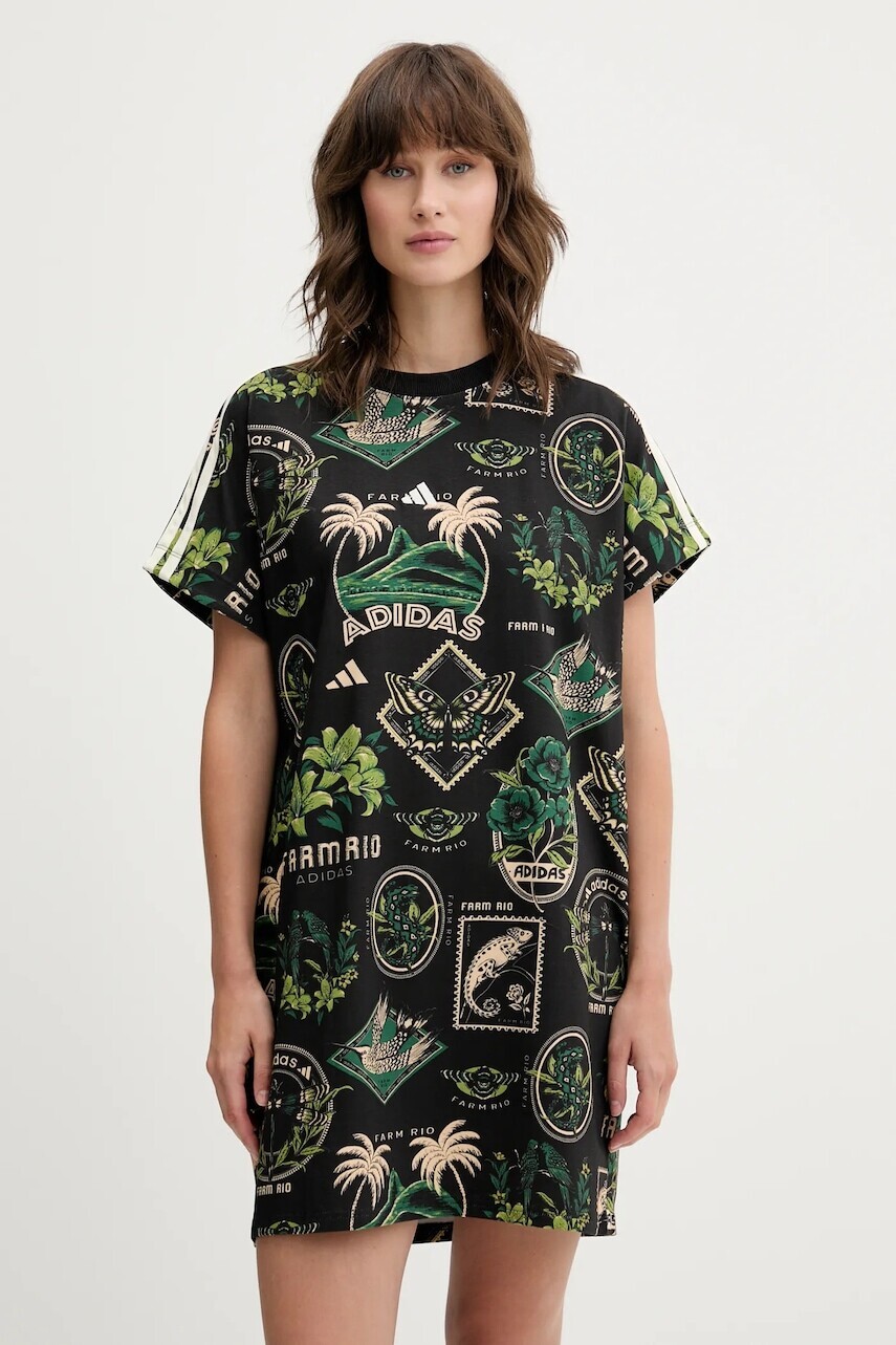 Šaty adidas x Farm Rio čierna farba, mini, oversize, JL7004